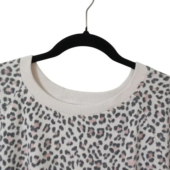 NWT Victorias Secret Leopard Print Crewneck Sweatshirt L/G White & Pink - Picture 3 of 10
